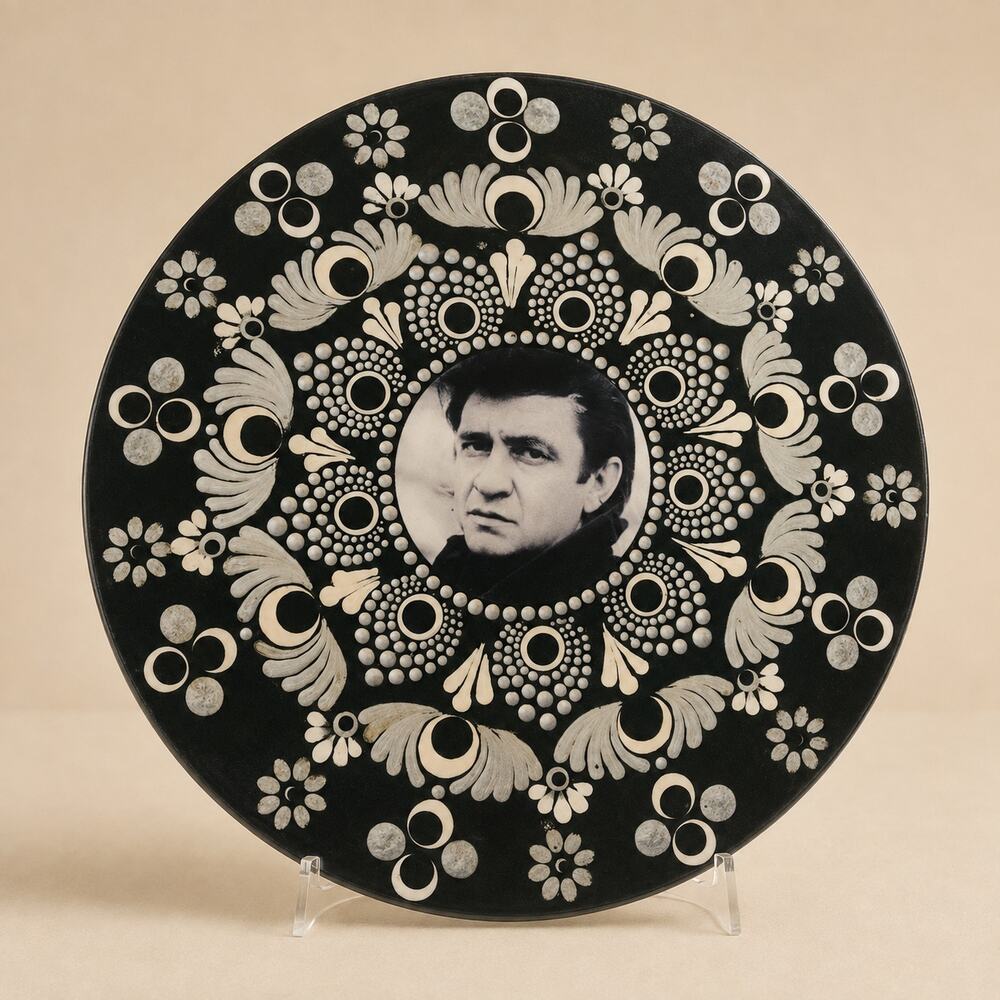Johnny Cash 10 Inch Album Wall Art Black Ivory Mandala Decor